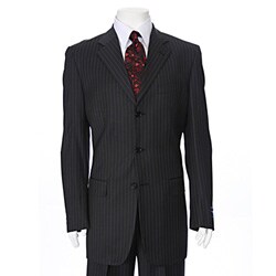 Ferrecci Men's Elegant Black Pinstripe Suit