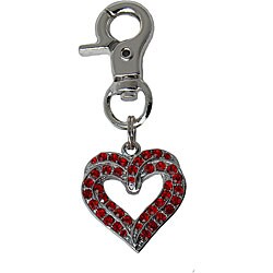 Ruby Red Crystal Heart Dog Charm