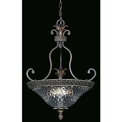 Crystal Glass 3-light Bronze-finish Pendant