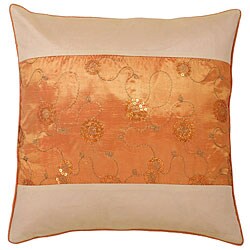 Gold Sequin Orange/ Beige Cushion Cover.