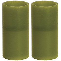 Flameless Green Pillar Candles (Set of 2)