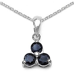 Silver Genuine Sapphire Three-stone Necklace
