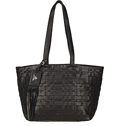Prada Small Black Woven Nappa Leather Tote