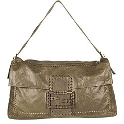Fendi Dark Brown Medium Whip Stitching Convertible Clutch