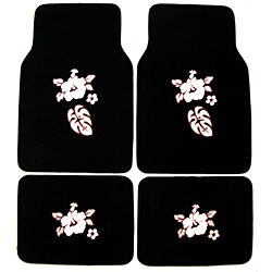 Red Hibiscus Flowers Car/ Truck Floor Mat Set