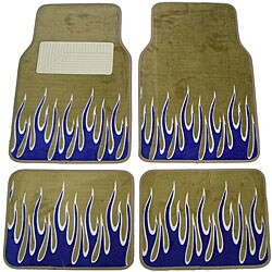 Tan with Blue Flames Car/ Truck Floor Mat Set
