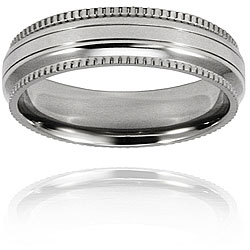 Polished Grooved Milgrain Edge Titanium Ring