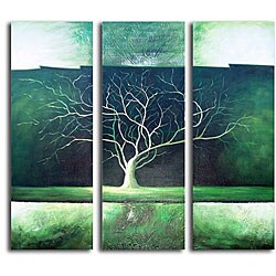 'Green Tree Night' Hand-painted Canvas Art