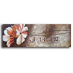 Hand-painted 'Stone Flower' Canvas Art