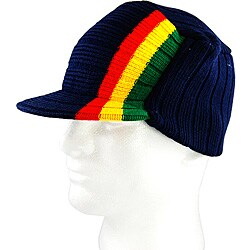 Iced Out Gear Navy Blue Jamaican-style Visor Beanie