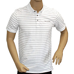 Travis Mathew Men's White Stripe Polo Golf Shirt