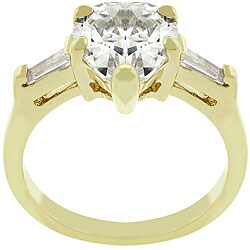 14k Gold Heart Triplet Cubic Zirconia Anniversary Ring