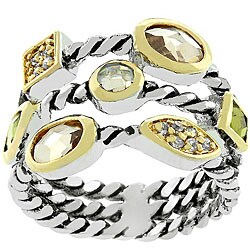 White Gold Pizzazz CZ Cable Ring