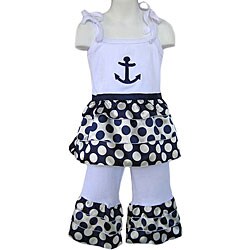 AnnLoren Boutique Girl's Sailor Rumba Capri Outfit