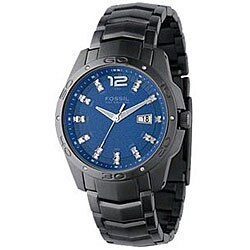 Fossil Men's Black Ion-plated Blue Dial Watch $59