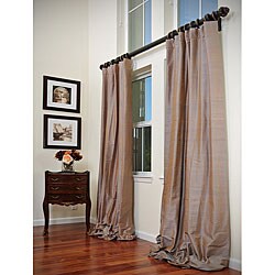Signature Pewter Textured Silk Curtain Panel (50 in. x 108 in.)