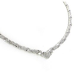 Silver 1ct TDW Diamond Hugs and Kisses Necklace (J-K, I3)