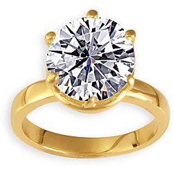 14k Gold Overlay Martini CZ Solitaire Ring
