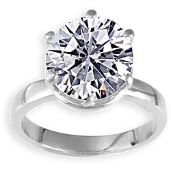 14k White Gold Overlay Martini CZ Solitaire Ring