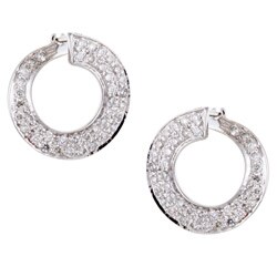 14k White Gold 1ct TDW Pave Diamond Hoop Earrings (H-I, I2)