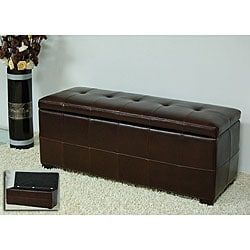 Homestyles Espresso Bi-cast Leather Storage Bench