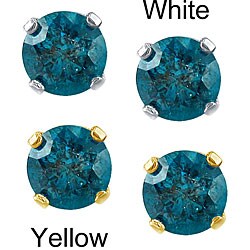 14k White Gold 3/4ct TDW Blue Diamond Stud Earrings (I1-I2)