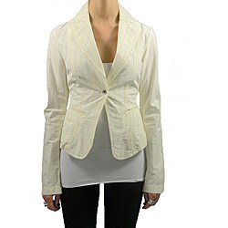 Fornarina Women's Cream and Blue Striped Blazer