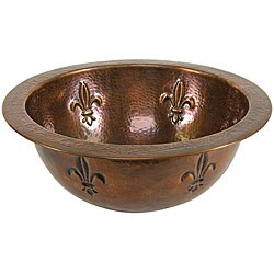 Copper 15-inch Fleur De Lis Sink with Overflow