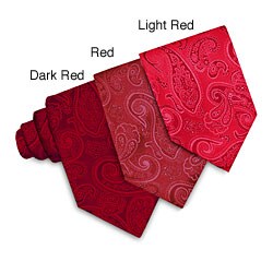 O.H.H.A. Red Paisley Woven Silk Tie | Overstock.com from overstock.com