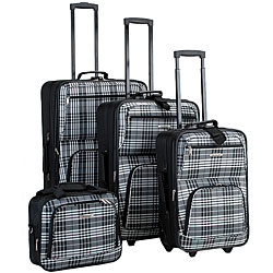 Rockland Black Cross Expandable 4-piece Luggage Set