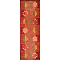 Hand-tufted Phases Brick Red Wool Rug (2'6 x 8')