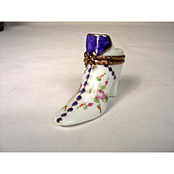 Limoges Hand-painted Floral Shoebox Keepsake Box