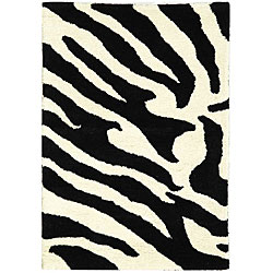 Handmade Zebra Wave Wool Rug (2' x 3')