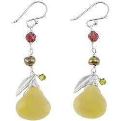 Sterling Silver Handmade Jade, Pearl and Crystal Earrings (3 mm)