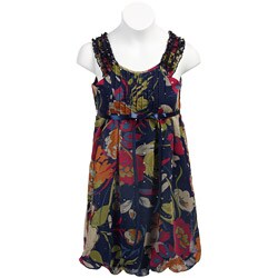 FINAL SALE Hype Girl's Splashed Poufs Front-tie Floral Dress