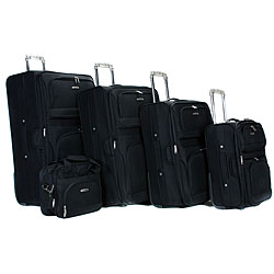 Rockland Grand Expandable 5-piece Black Luggage Set