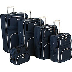 Rockland Grand Expandable 5-piece Navy Luggage Set