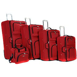 Rockland Grand Expandable 5-piece Red Luggage Set