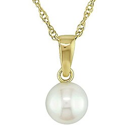 10k Yellow Gold Children's Freshwater Pearl Necklace (5-6 mm)