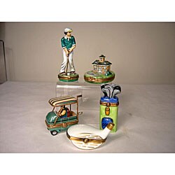 Limoges Hand-painted Golf 5-piece Keepsake Box Set
