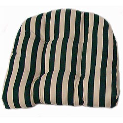 Green Stripe Indoor Wicker Chair Cushion  