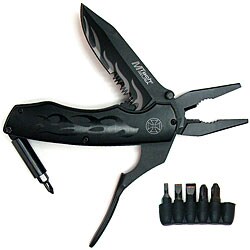 Black 4.5-inch Utility Knife with Pliers, Screwdriver and Bits