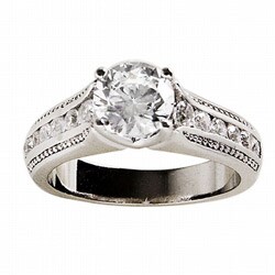 14k White Gold Overlay CZ Bridal-inspired Ring