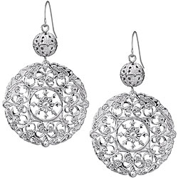 Silvertone Filigree Ball and Disc Earrings