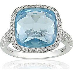 18k Gold Blue Topaz and 7/8ct TDW Diamond Ring (G-H, SI) (Size 6.5)