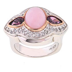 Michael Valitutti Silver Palladium-plated Opal/ Rhodolite/ Garnet Ring