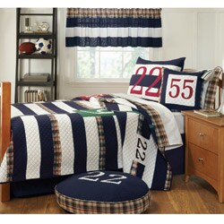 Rugby Navy Blue Quilt Set
