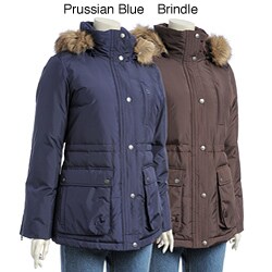 DKNY  Short Down Anorak with Faux Fur Trim