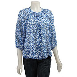 Ninety Women's 3/4-sleeve Blue/ White Blouse with Cami