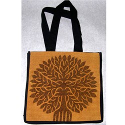 Tree Of Life 100-percent Cotton Gold Tote (India)